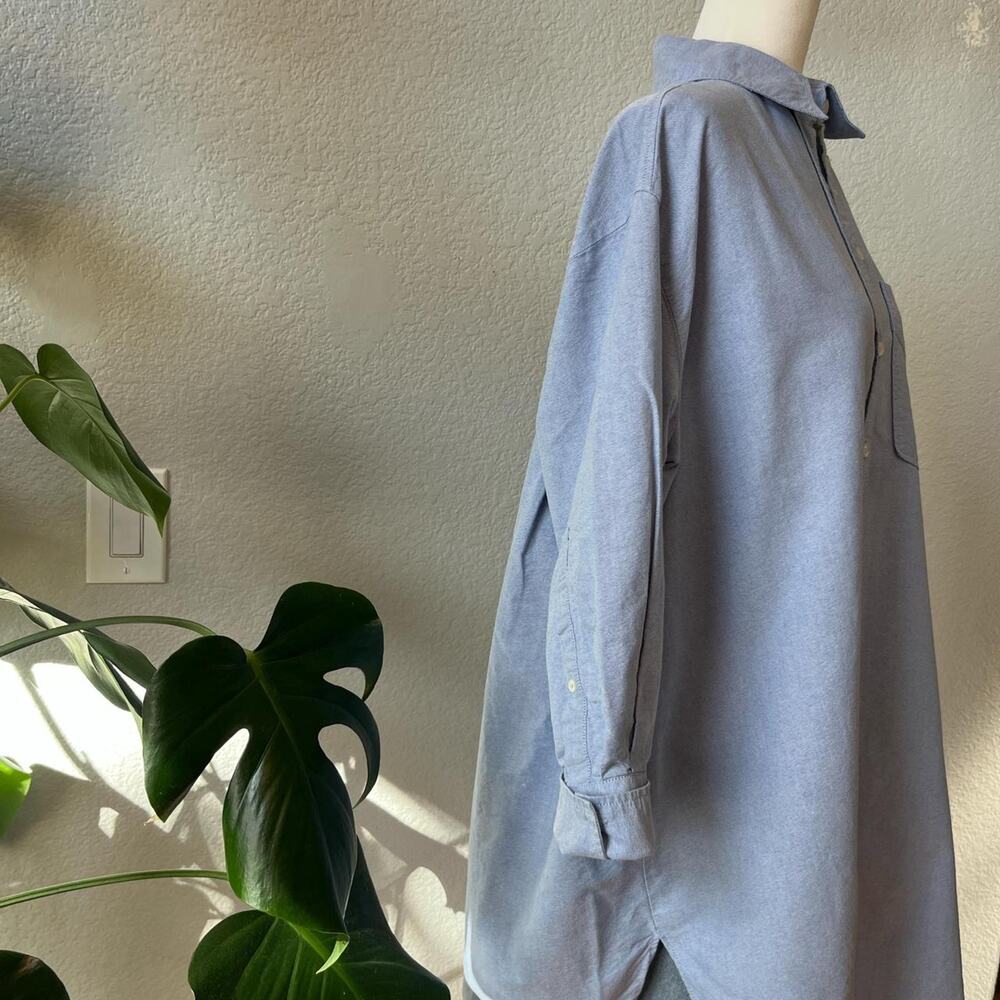 Zara Oversized Blue Cotton Shirt Dress - Picture 2 of 8